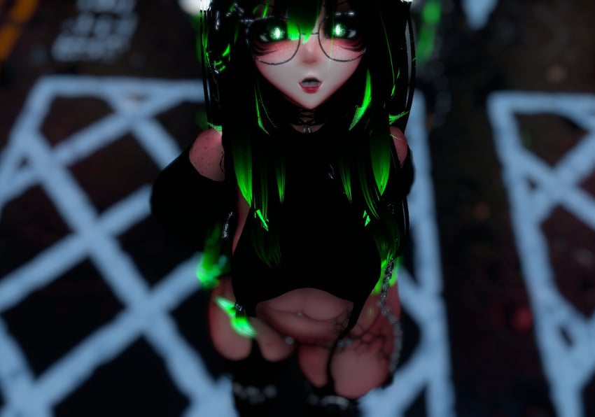 3d blurred_background blurry_background female female_only glasses green_eyes open_mouth sayamelon solo tagme unity_(engine) vrchat vrchat_avatar vrchat_media vrchat_model wearing_glasses