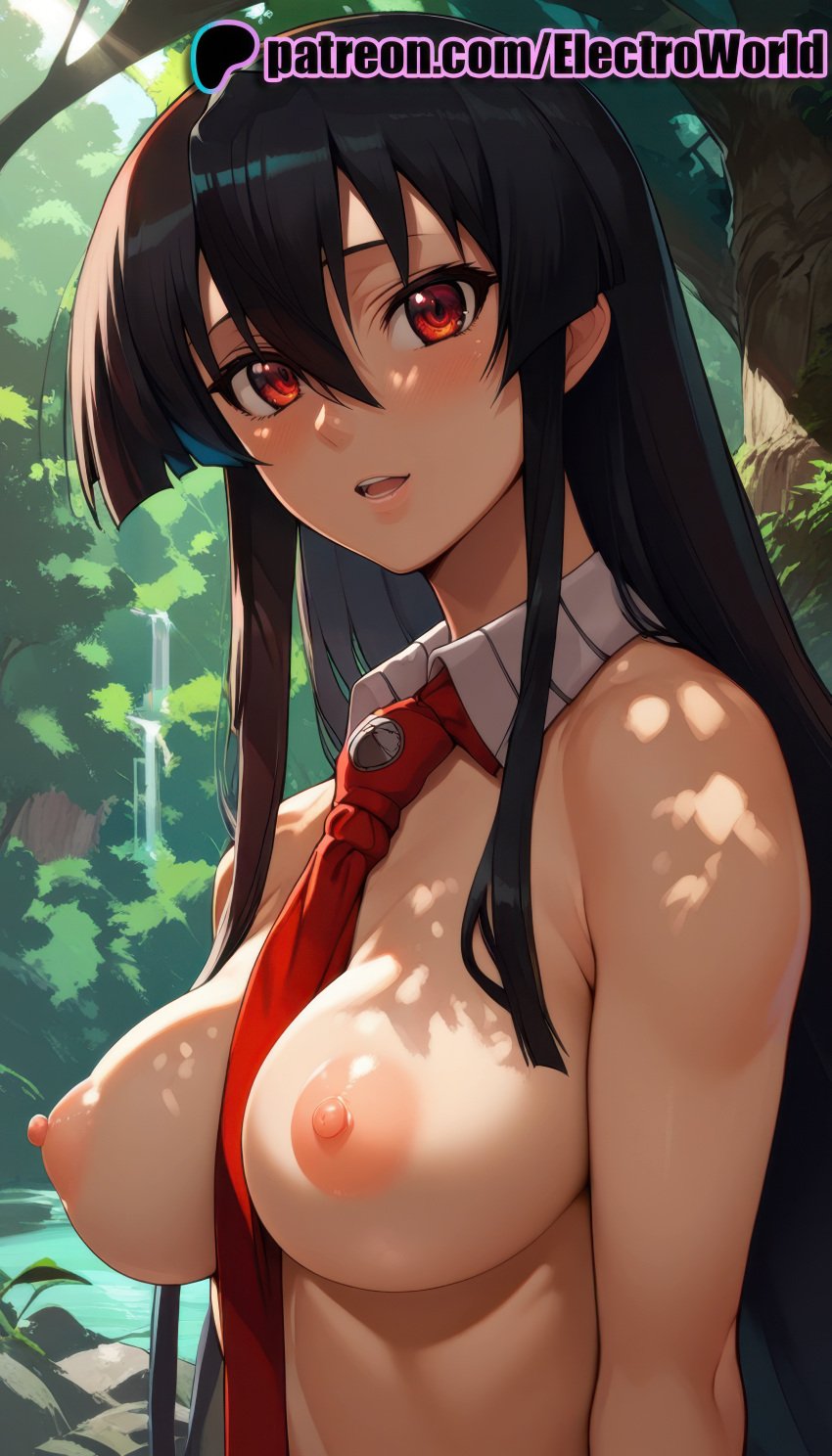 1girls abs ai_generated akame_(akame_ga_kill!) akame_ga_kill! areola areolae bare_shoulders black_hair blush breasts electroworld female female female_focus female_only highres inviting_to_sex nipples nude nude_female presenting red_eyes shiny_skin solo solo_focus sweat sweatdrop thighs uncensored upper_body voluptuous voluptuous_female wet