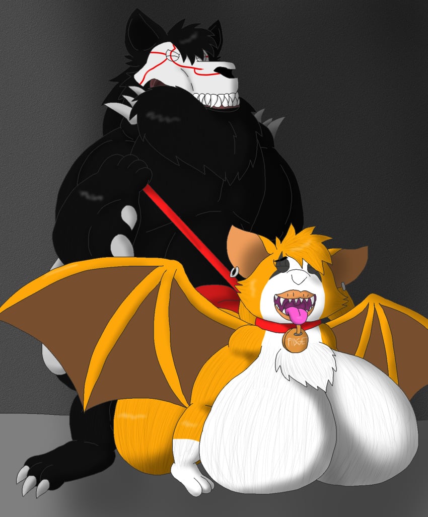 alythewolfcat anthro bat beowolf_(rwby) big_breasts bone breasts canid canine canis collar duo dust:_an_elysian_tail ear_piercing ear_ring female fidget_(elysian_tail) fidget_volarursi genitals hi_res huge_breasts hyper hyper_breasts knot knotted_penis leash leashed_collar male male/female mammal marty_the_beowolf master_and_pet muscular muscular_male nimbat penis piercing ring_piercing short_stack skull skull_head wolf