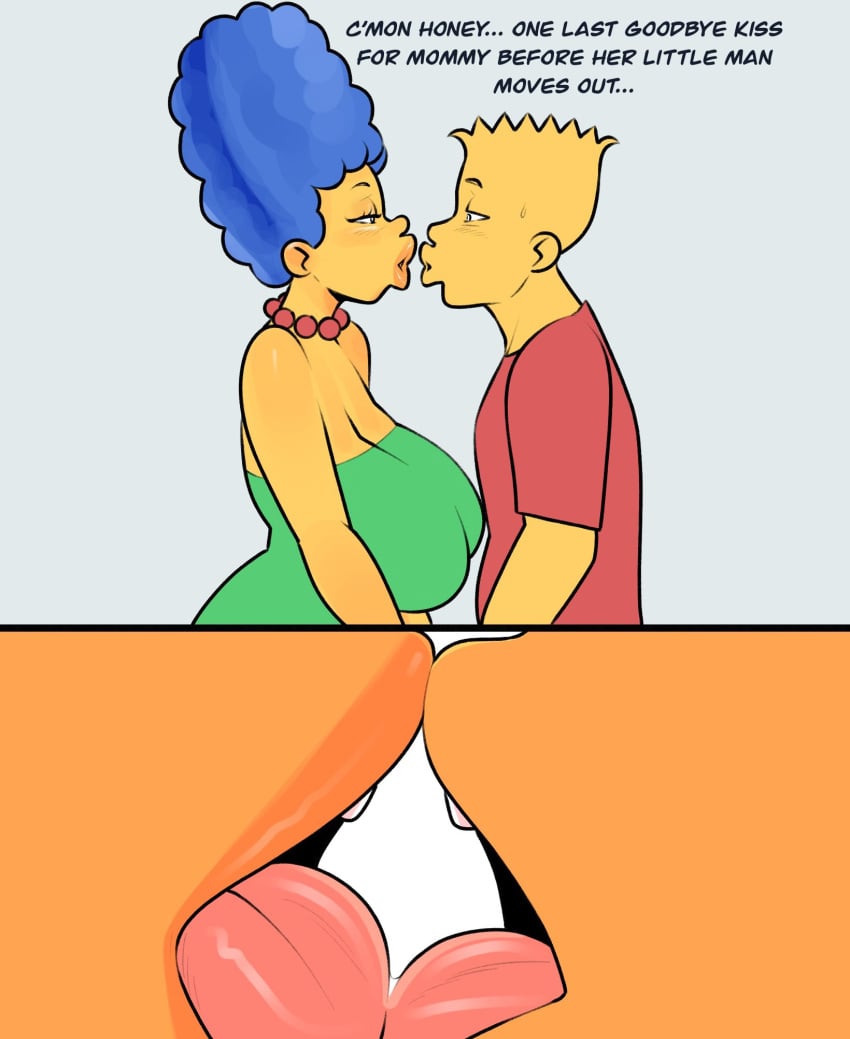 1boy 1female 1girls bart_simpson dialogue english_text female incest jopuari kissing male marge_simpson mother mother_and_son solo_female tagme text the_simpsons tongue tongue_out twitter_link