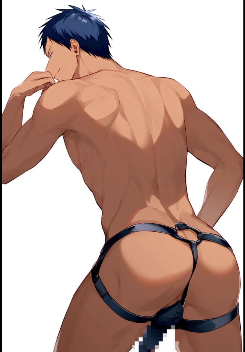 aomine_daiki ass_focus back_muscles back_view daiki_aomine kuroko's_basketball kuroko_no_basuke male_focus tan-skinned_male