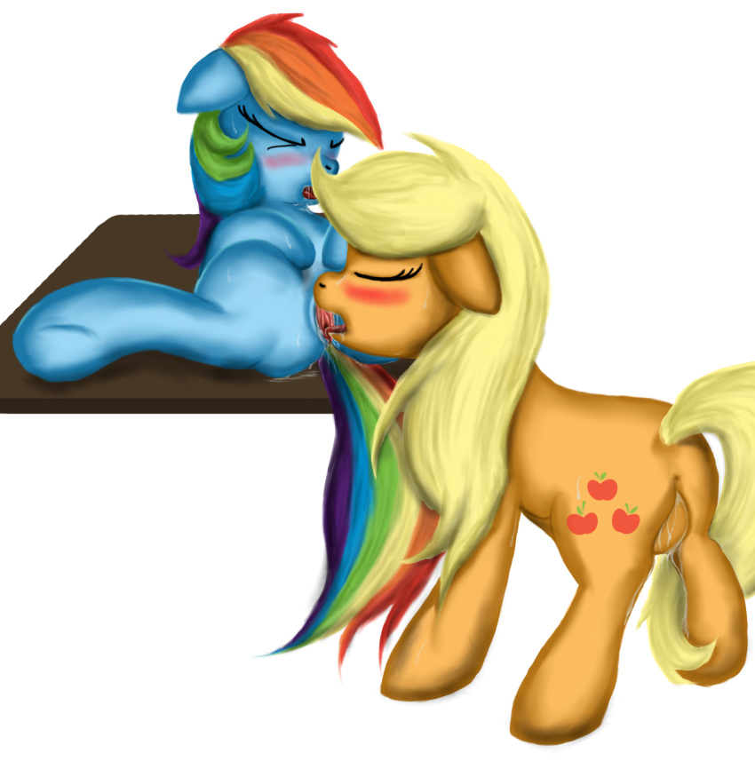 appledash applejack_(mlp) equine female friendship_is_magic horse juice leyanor licking masturbation my_little_pony pegasus pony pussy rainbow_dash_(mlp) saliva sex smooth_skin tongue wet wings yuri