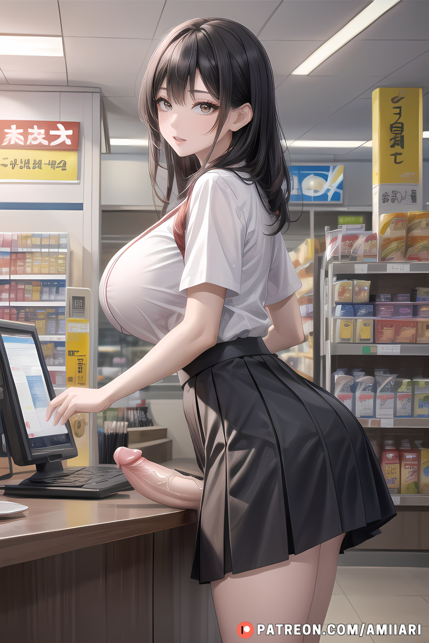 1futa absurd_res ai_generated amiiari balls big_breasts big_penis busty buying_condoms clothed clothing detailed dickgirl erect_nipples erect_penis erection erectionfacing_viewer fully_clothed futa_only futanari giant_penis highres huge_breasts huge_cock hung_futanari impossible_clothes long_penis massive_penis mature_female outside partially_clothed penis_out skin_tight skindentation solo solo_focus standing store testicles thick_penis thick_thighs thighhighs tight_clothing uniform white_shirt