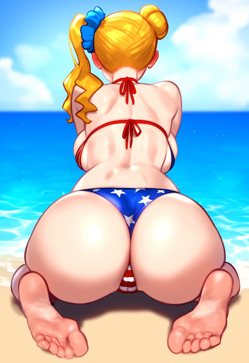 ai_generated american_flag_bikini blonde_hair galko gyaru oshiete!_galko-chan self_upload viriai