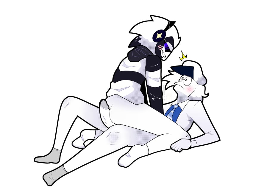 2males blush dave_and_bambi_mod dave_and_bambi_oc dick gay laying_down no_pants oc original_character sitting_on_penis smiling surprised toony