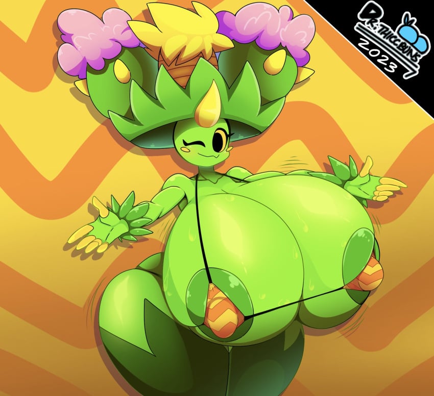 1girls adriana_(rubyqm) anthro big_breasts bikini breasts cactus female female_only ludicolo maractus pokémon_(species) pokemon thiccbuns