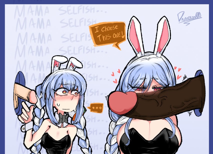 2boys 2girls animal_ears big_breasts big_penis big_penis_adoration black_penis blue_hair blush bowtie braids breasts bunny_ears bunny_girl bunnysuit cleavage cock dark-skinned_male dark_skin detached_collar drakkon00 female glory_hole heart heart-shaped_pupils hearts_around_head hololive hololive_fantasy hololive_japan holomilfs in_love_with_cock interracial jealous jealous_female larger_female light-skinned_female light-skinned_male light_skin long_hair mature_female milf mother mother_and_daughter multicolored_hair pekomama penis penis_awe penis_size_difference small_breasts small_penis small_penis_humiliation smaller_female text twin_braids uncensored usada_pekora veiny_penis virtual_youtuber white_hair