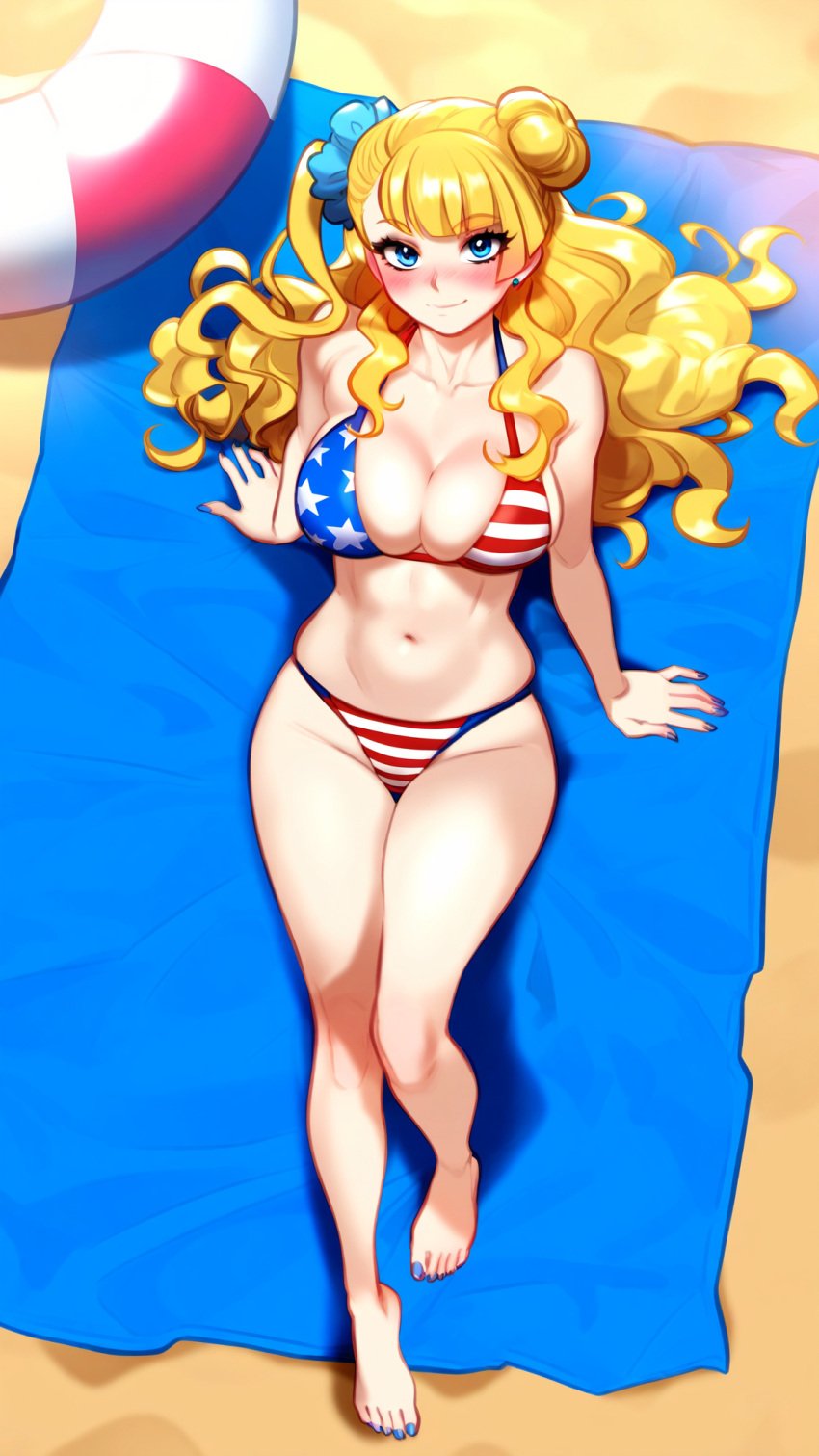 ai_generated american_flag_bikini blonde_hair galko gyaru oshiete!_galko-chan self_upload viriai