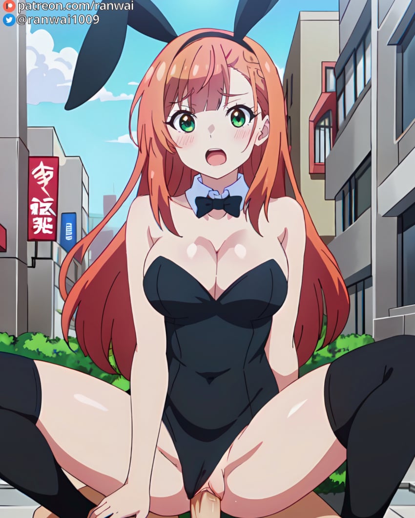 ai_generated anime bunny_girl bunnysuit cowgirl_position natsukawa_aika ranwai sex stable_diffusion yumemiru_danshi_wa_genjitsushugisha