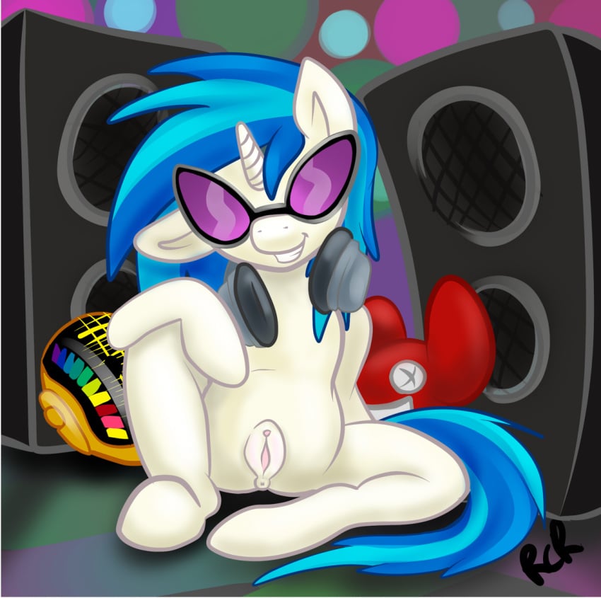 blue_hair casual daft_punk deadmau5 dj electronics equine eyeswear eyewear female friendship_is_magic glasses hair headphones helmet horn horse my_little_pony pony pussy rawrcharlierawr smile solo speakers stereo sunglasses two_tone_hair unicorn vinyl_scratch_(mlp)