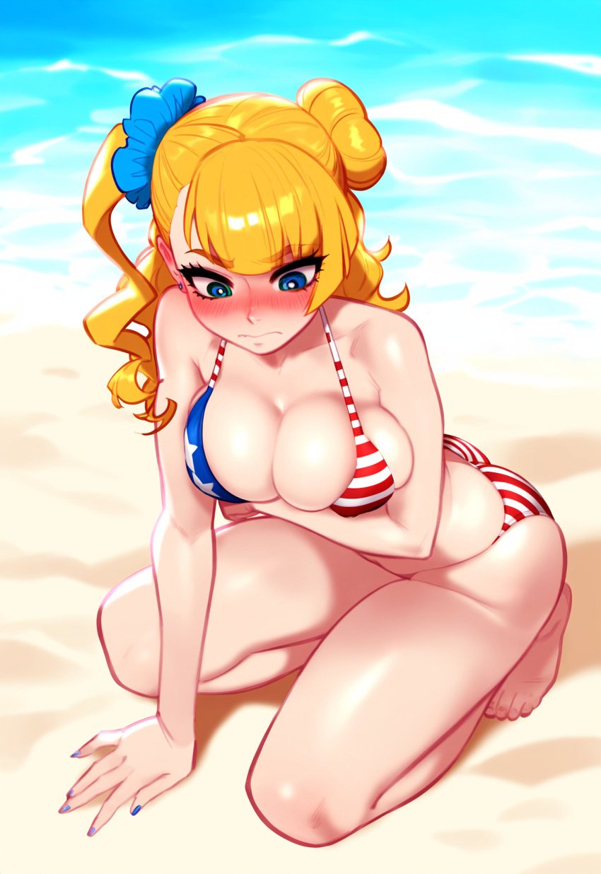 ai_generated american_flag_bikini blonde_hair galko gyaru oshiete!_galko-chan self_upload viriai