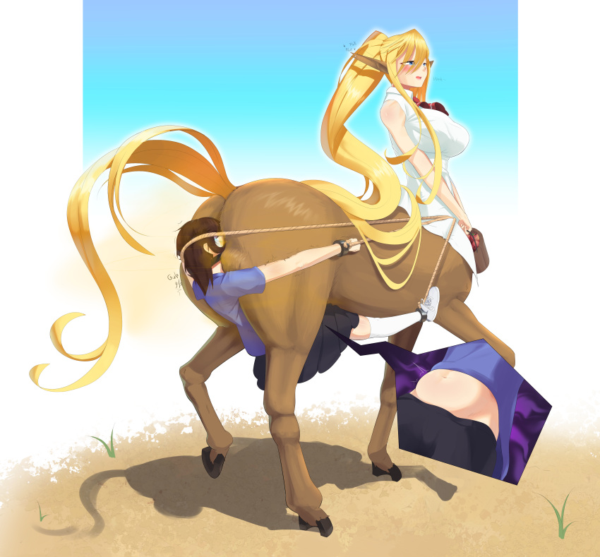 bondage breppy_(artist) centaur centorea_shianus face_in_ass fart fart_fetish fart_torture farting farting_in_face farting_on_face humiliation monster_musume_no_iru_nichijou smell smelly