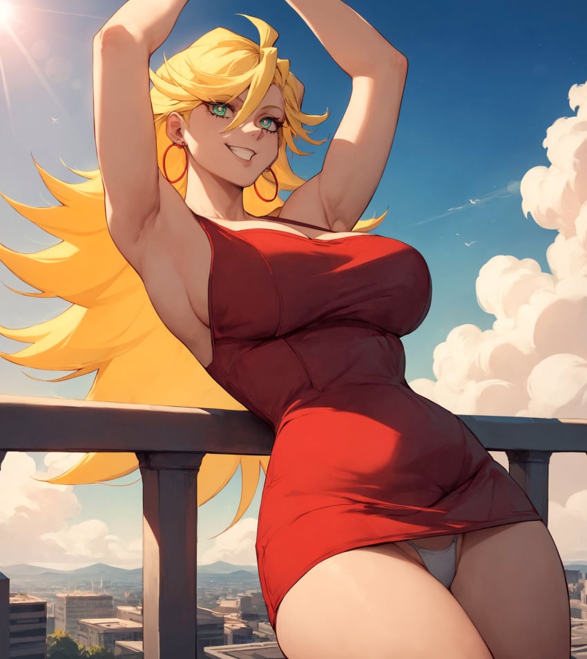 1girls ai_generated alex-schura alex_schura bare_arms bare_legs bare_shoulders bare_thighs big_breasts blonde_hair blue_eyes clothed clothing color dress dress_lift dress_up female female_only fit_female hi_res large_breasts light-skinned_female light_skin long_hair looking_at_viewer panties panties_exposed panties_showing panty_&_stocking_with_garterbelt panty_anarchy solo solo_female tagme thick_thighs thin_female thin_waist tight_clothing tight_dress