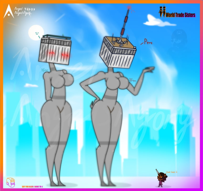 agonywelds angelsagony anthro ass breasts building buildings controversial controversy deki female never_forget offensive smaller_male taller_girl tenna thick_ass thick_thighs thighs twin_towers wide_hips worldtradesisters