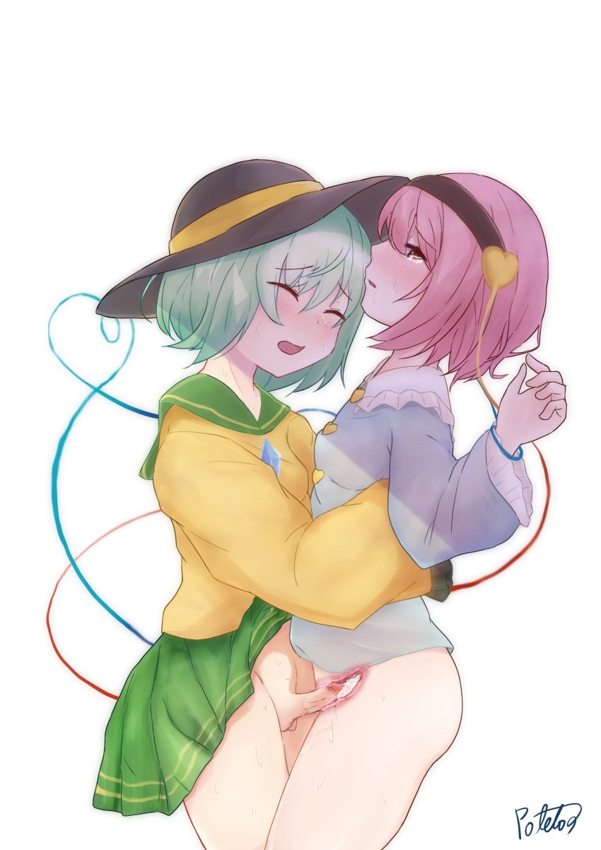 1futa 1girls absurd_res balls bottomless breasts clothed clothing crying cum cum_in_pussy cum_inside duo erection female futa_on_female futanari green_hair hi_res human incest koishi_komeiji light-skinned_female light-skinned_futanari light_skin mostly_clothed penis pink_hair satori_komeiji short_hair skirt small_penis standing tears touhou withpote x-ray