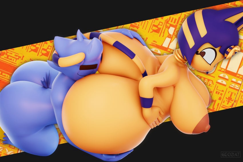 3d animal_crossing ankha ankha_(animal_crossing) ass face_in_ass geodat64 nintendo tagme