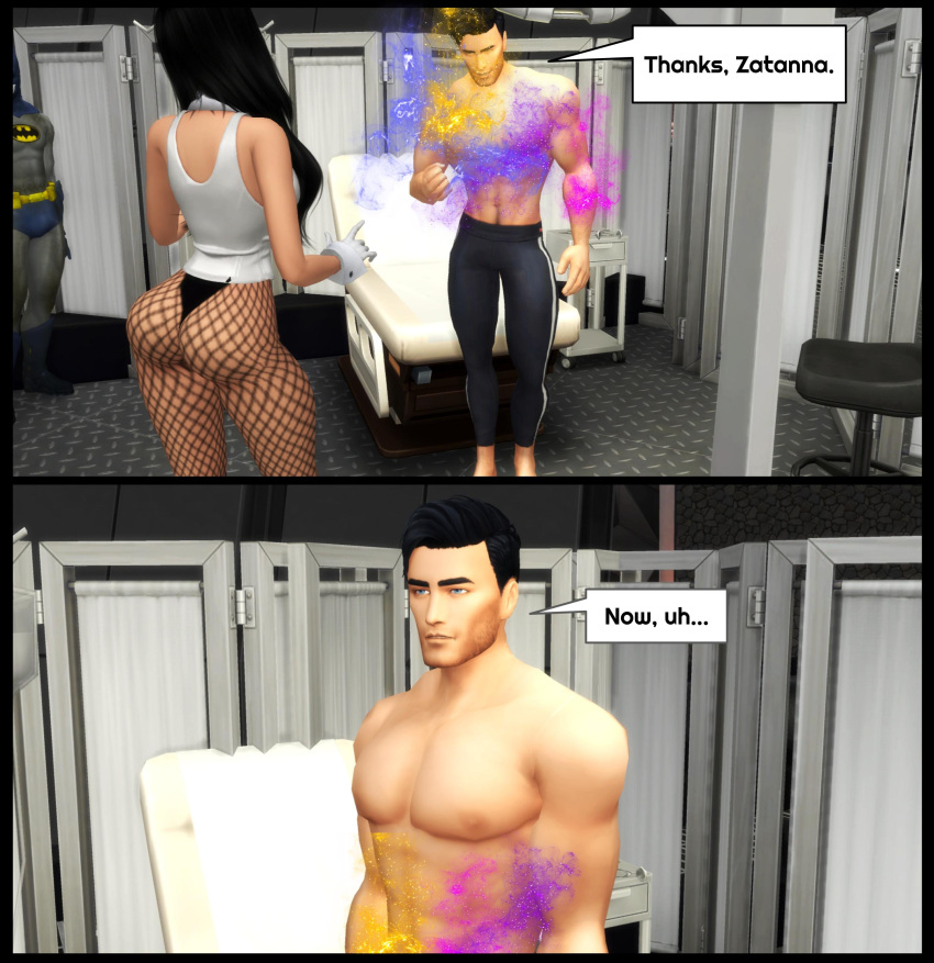 1boy 1girls batcave batman batman_(series) bruce_wayne comic comic_page dc dc_comics dialogue killer_croc page_5 pof3445 sims4 the_sims_4 waylon_jones zatanna zatanna_zatara