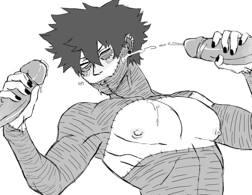 big_penis boku_no_hero_academia cum_on_face dabi double_handjob gay handjob male male/male male_only masturbation my_hero_academia todoroki_touya touya_todoroki yaoi