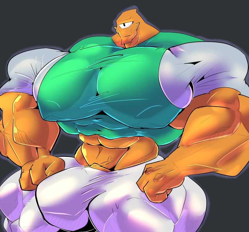 alien allen_the_alien balls bara bulge clothing flaccid fuffybuffychaos fully_clothed invincible male male_only muscles muscular one_eye orange_body orange_skin penis solo solo_male