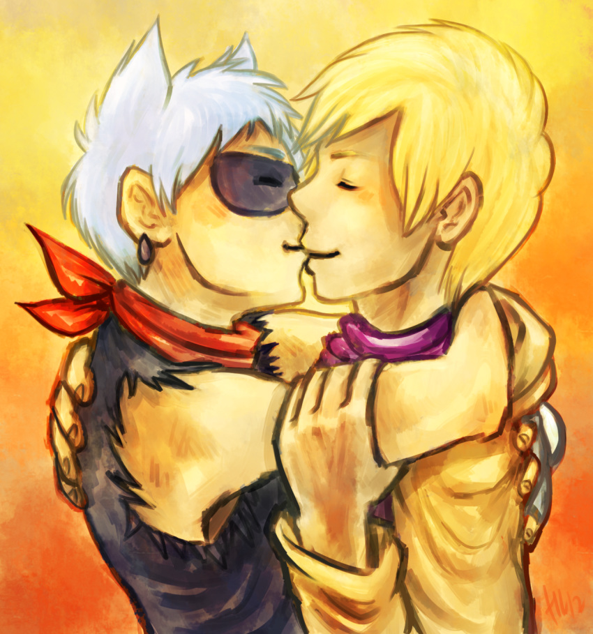 charmander gay haychel human humanized kissing male nintendo pokémon_(species) pokemon pokemon_dppt pokemon_rgby riolu shiny_charmander shiny_pokemon yaoi