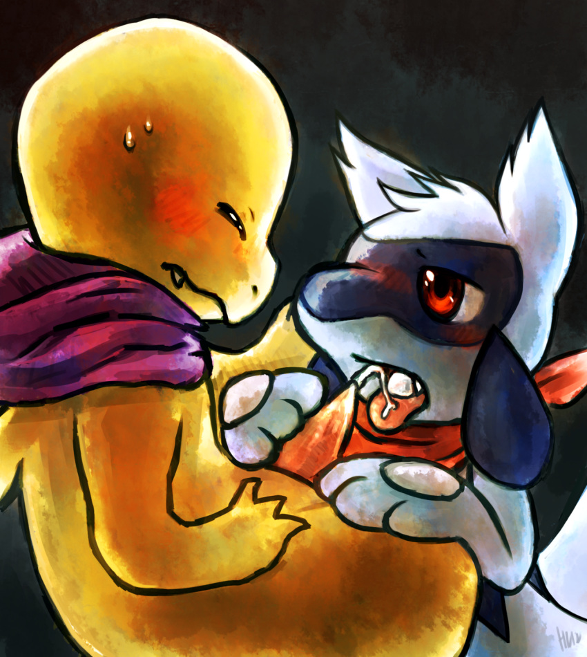 ambiguous_gender charmander erection handjob haychel male male_only nintendo oral_sex penis pokémon_(species) pokemon pokemon_(species) pokemon_dppt pokemon_rgby riolu sex