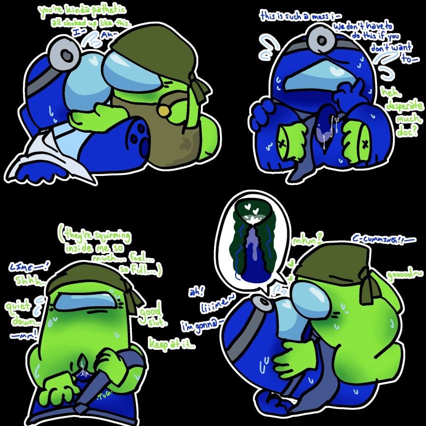 among_us among_us_(series) blue_(among_us) cum internal_view lime_(among_us) pussy tentacle_penis vaginal_penetration