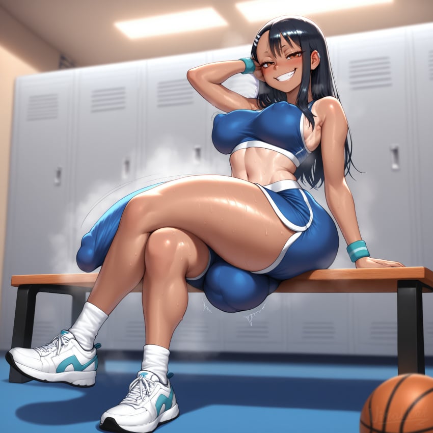 1futa 2026 ai_generated big_balls big_breasts big_penis black_hair blushing brown_eyes bulge bulge_through_clothing bulge_under_clothes casual casual_exposure casual_nudity crossed_legs dark-skinned_futa dark_skin futa_only futanari gym_clothes gym_uniform hair_ornament hayase_nagatoro horny horny_futa huge_balls huge_breasts huge_cock hung_futa imminent_rape imminent_sex legs_crossed looking_at_viewer looking_pleasured musk musk_clouds nipple_bulge nipples piercings please_don't_bully_me,_nagatoro posing posing_for_the_viewer sweat sweatdrop sweating sweaty viralcat
