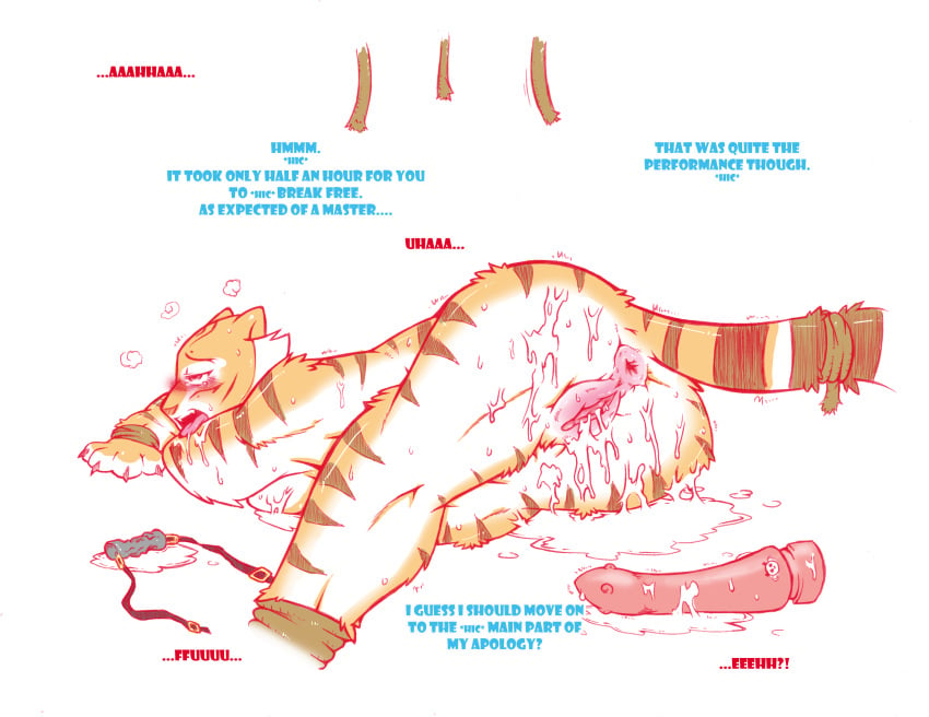 anthro beppodragon breasts cum english_text feline female fur furry kung_fu_panda master_tigress nipples nude po pussy stripes text tiger tiger_taming