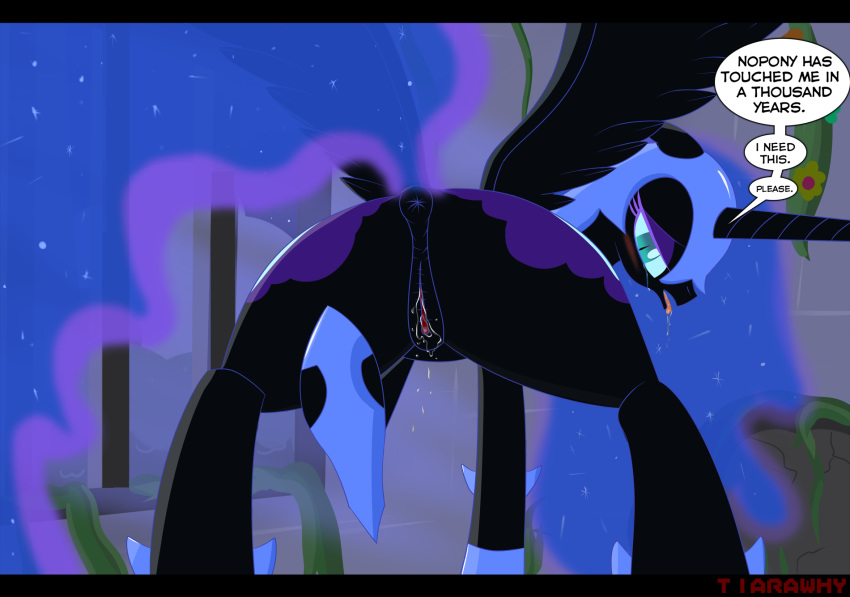 equine female friendship_is_magic horse my_little_pony nightmare_moon_(mlp) pony presenting princess_luna_(mlp) pussy pussy_juice tiarawhy vaginal_penetration wet wings