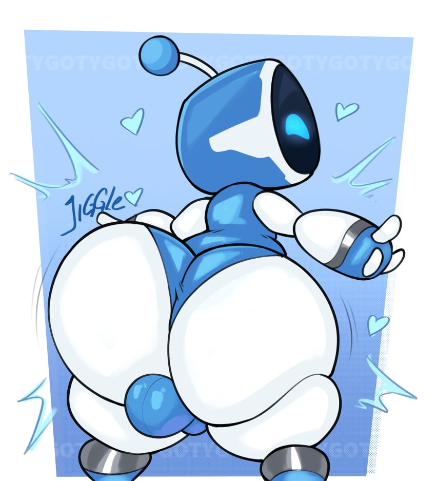 1boy 2024 2d 2d_(artwork) absurd_res absurdres ass astro_(astro_bot) astro_bot astro_bot_(series) big_butt bulge clothed clothing english_text femboy heart heart_symbol hi_res huge_butt humanoid machine male male_focus male_only motion_lines onomatopoeia robot robot_humanoid screen_face solo sony_corporation sony_interactive_entertainment text tight_clothing virito