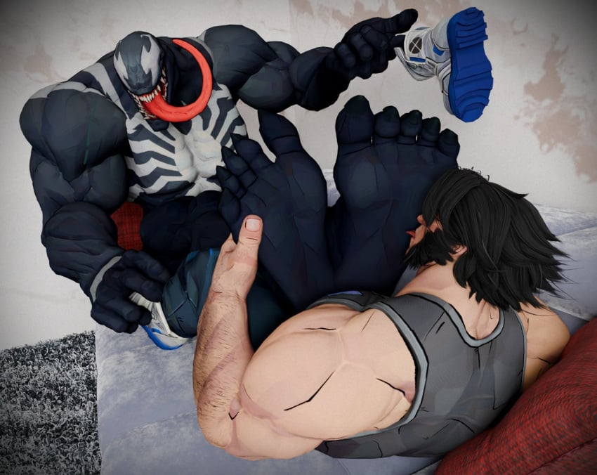 2boys bara feet foot_fetish gay hairy licking_feet long_tongue marvel marvel_comics marvel_rivals monster mutant_(marvel) shoes spider-man_(series) venom_(marvel) venom_(marvel_rivals) wolverine_(marvel_rivals) wolverine_(x-men) x-men