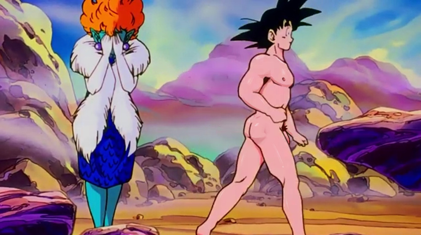 ass bath cock dragon_ball_z edit naked nude penis screenshot son_goku voyeur