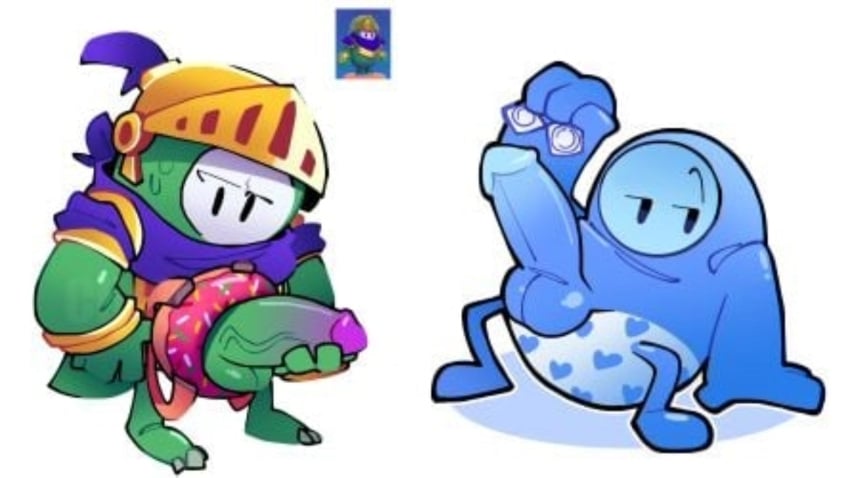 clothed clothing condom condoms donut erection fall_guy fall_guys gay genitals low_res male mouthless non-human nude penetration penis simple_background solo thumbnail toony unknown_artist