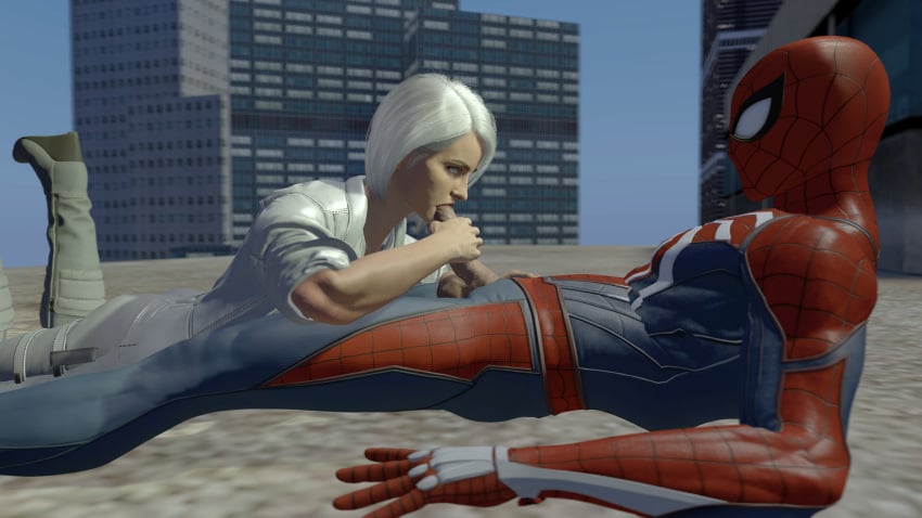 1boy1girl blowjob holding_penis marvel marvel_comics peter_parker rooftop rooftop_sex silver_sable silver_sable_(insomniac) silver_sablinova skyliner79 spider-man_(insomniac) spider-man_(series) sucking_penis