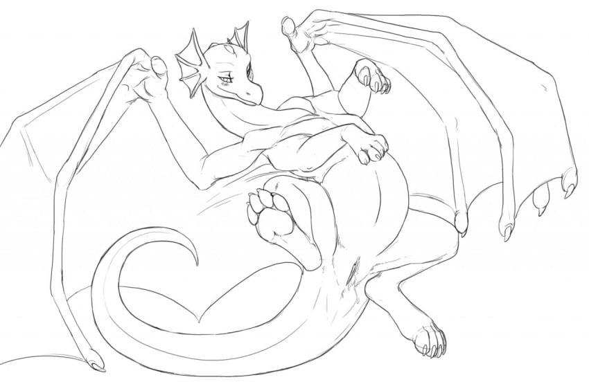 anus blush claws dragon female feral frills hindpaw lying nostrils on_back paws pregnant pussy pussy_juice reptile scalie sefeiren sketch slitherette spikes spread_legs spreading wings