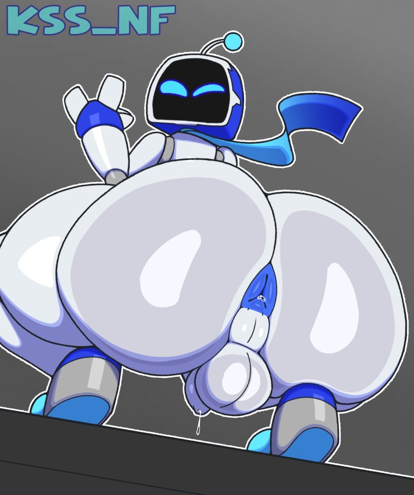 anus astro_bot astro_bot_(series) balls ballsack big_butt blue_anus cape genitals huge_butt kss_nf leaking_precum looking_at_viewer looking_back naked no_humans penis_out precum precum_drip robot robot_boy robot_only tagme voluptuous white_body winking_at_viewer