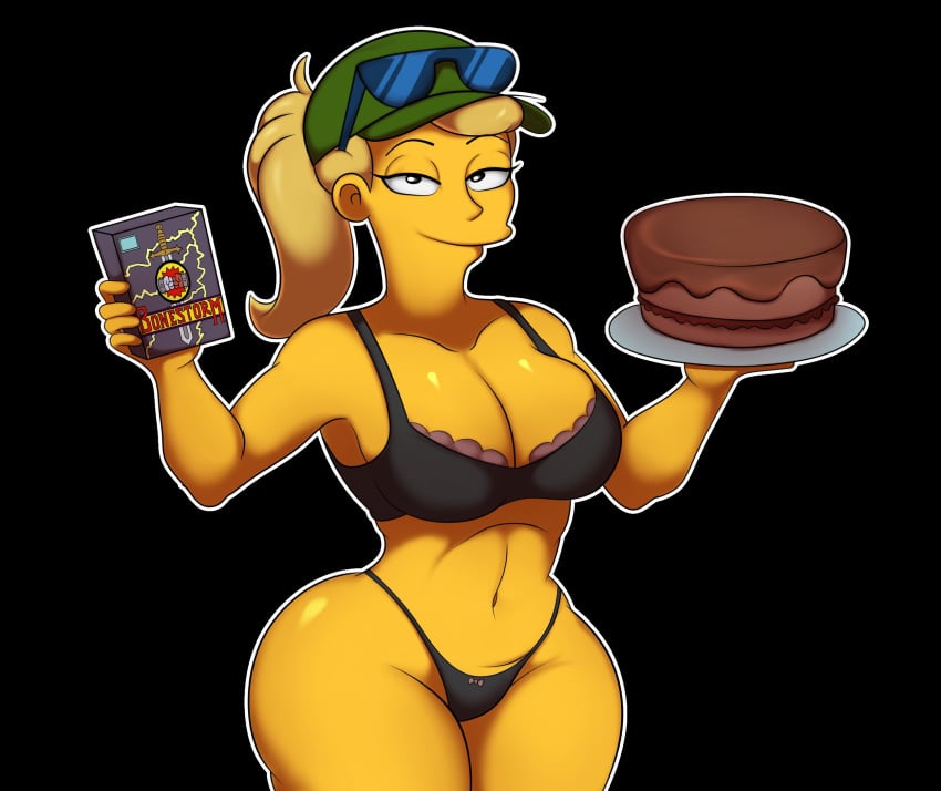 1girls baseball_cap big_breasts chocolate_cake chocolate_cake_gameboy_and_me gavin&#039;s_mom hat lingerie mature_female milf panties picket_fences_(series) seductive seductive_look sunglasses sunglasses_on_hat sunglasses_on_head the_simpsons underwear video_game