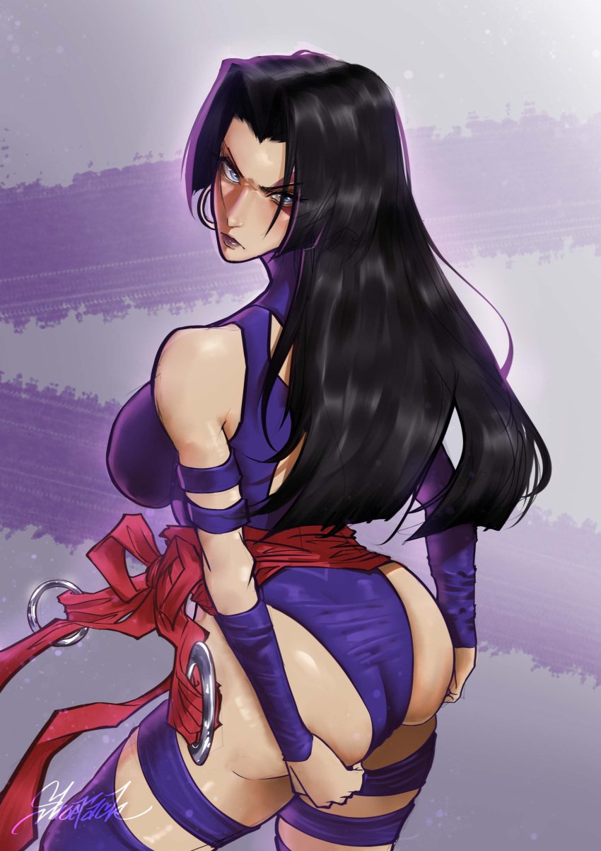 1girl 1girls angry ass ass_focus ass_grab back_view big_ass breasts female female_focus female_only hi_res high_resolution highres huge_ass looking_at_viewer psylocke psylocke_(marvel_rivals) vengeance_psylocke