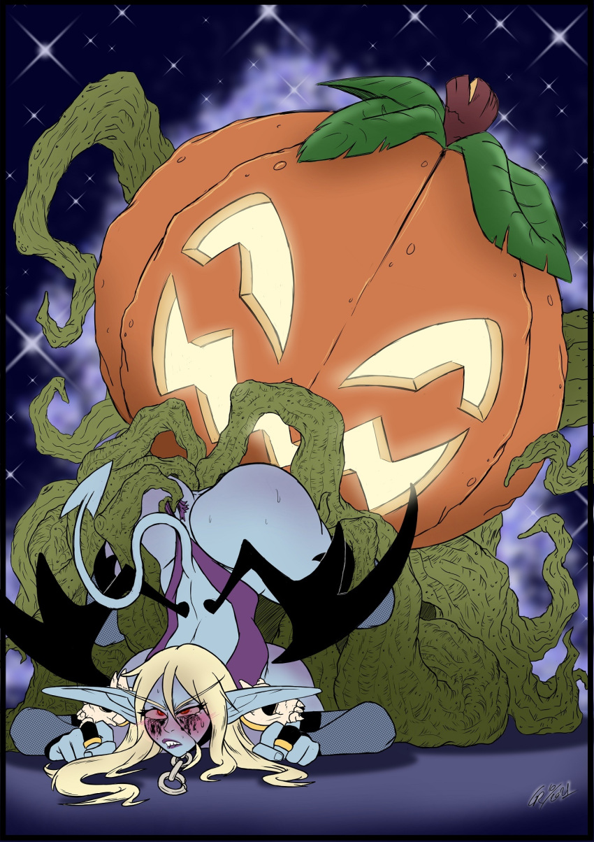 1girls anal anal_sex anal_sex artofagito big_ass big_breasts blizzard_entertainment blue_skin forsaken halloween jack-o'-lantern nude sylvanas_windrunner tentacle tentacle_sex triple_anal undead undead_(warcraft) vines warcraft world_of_warcraft