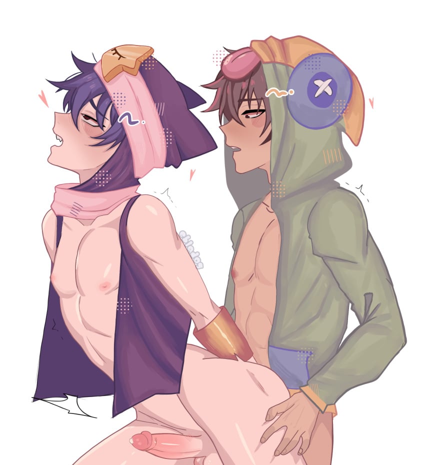 2boys brawl_stars ebladog gay leon_(brawl_stars) male male_only nipples sandy_(brawl_stars) twink