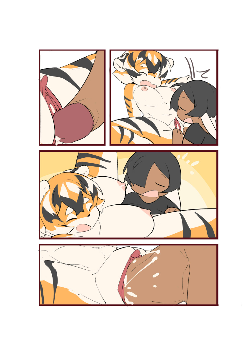 anthro anthro_only aspirindabaitu big_breasts big_penis breasts female furry huge_cock husband_and_wife penis pussy tagme thick_thighs tiger_girl wide_hips