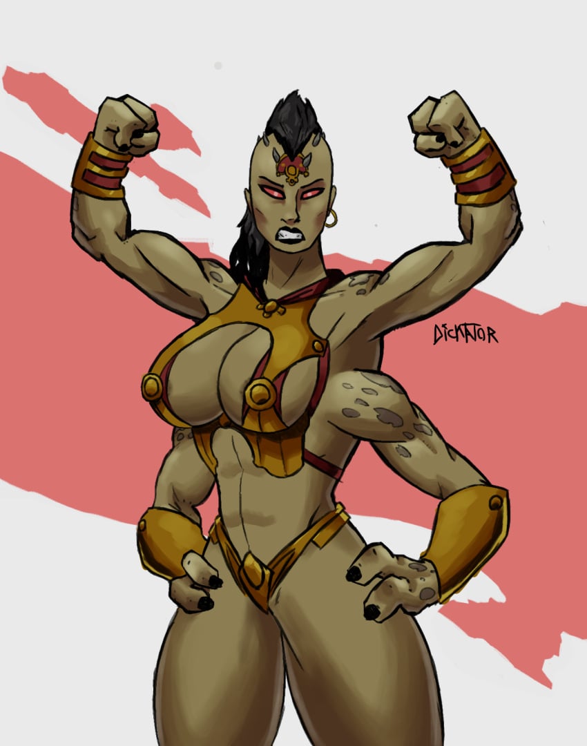 3_fingers 4_arms big_breasts breasts dicktator66 fantasy midway midway_games mortal_kombat multi_arm multi_limb muscular muscular_arms muscular_female netherrealm_studios nipple_outline sheeva skimpy skimpy_armor skimpy_clothes