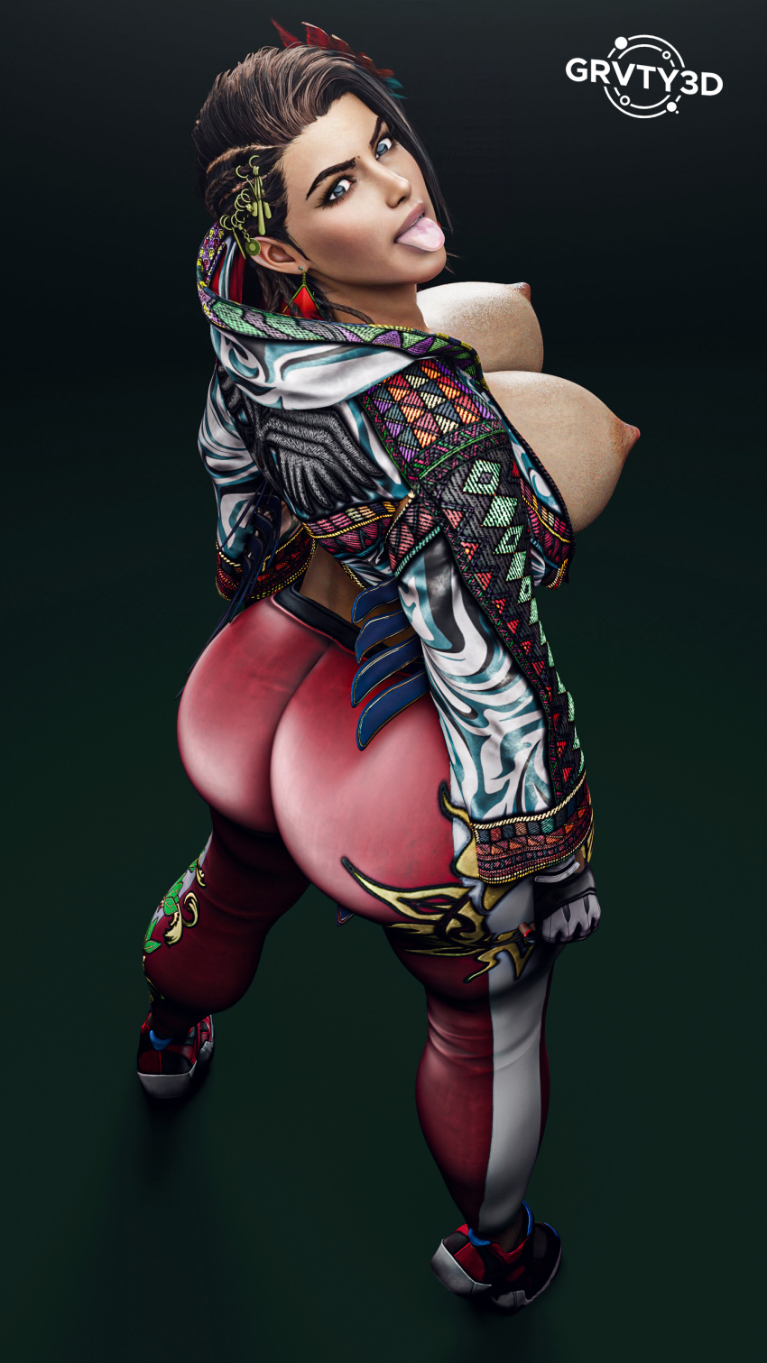 3d abs ass azucena_milagros_ortiz_castillo bandai_namco big_ass big_breasts blue_eyes breasts breasts_out brown_hair brunette_hair dark-skinned_female dark_skin earrings erect_nipples feather_in_hair female fighting_game fit fit_female grvty3d hair_ornament huge_ass huge_breasts latina namco namco_bandai partially_clothed peruvian_female pixie_cut smile smiling sneakers stomach tan_skin taunting tekken tekken_8 thick_thighs tight_clothing tight_pants tights tomboy tongue_out video_game video_game_character video_game_franchise video_games voluptuous_female watermark wide_hips