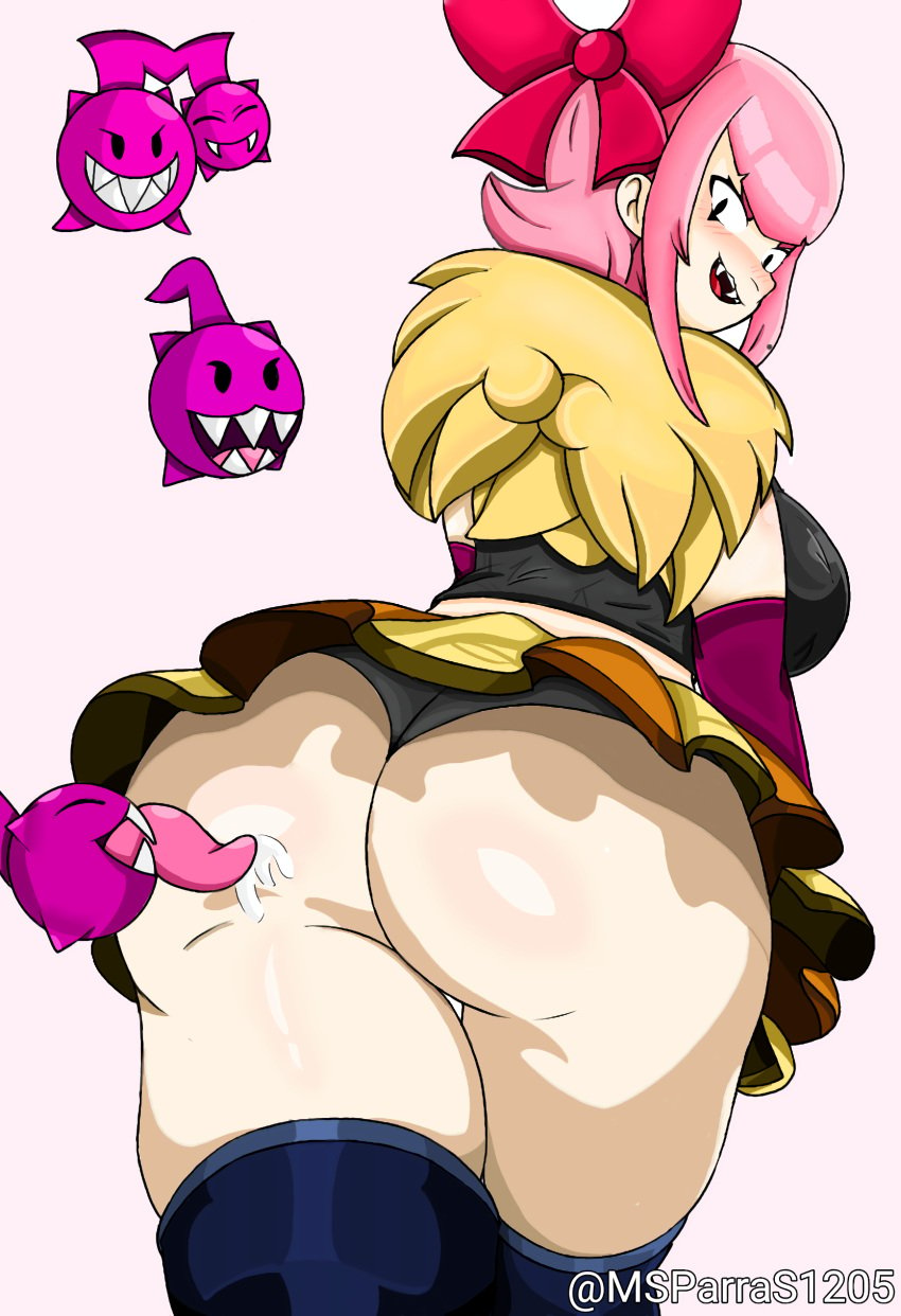 1girls ass ass_focus big_ass big_breasts brawl_stars female licking melodie_(brawl_stars) melodie_note_(brawl_stars) msparras1205 pink_hair skirt supercell tagme upskirt