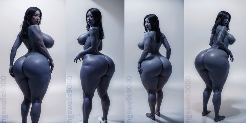 1girls ai_generated asian asian_female ass_expansion big_ass big_breasts blue_hair blue_skin blueberry_inflation breast_expansion expansion hgswells9000 inflation long_hair looking_back naked naked_female sideboob small_areola small_nipples stable_diffusion thin_waist wide_hips