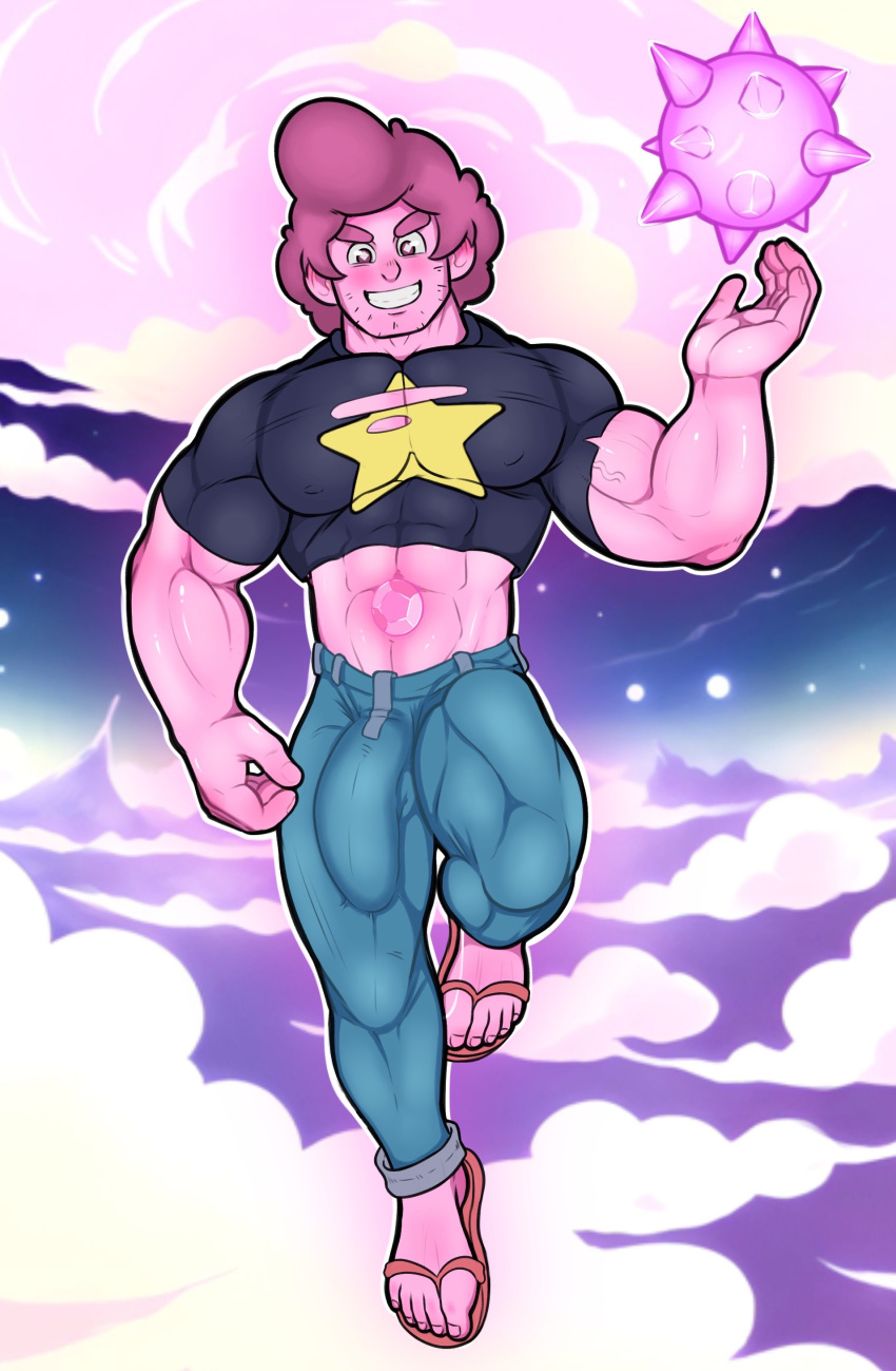 bara big_bulge blush bulge cartoon_network chad_steven clothing erection_under_clothes gepp_(artist) male male_only manly mature_male muscular_male penis_outline pink_steven steven_quartz_universe steven_universe tight_clothing