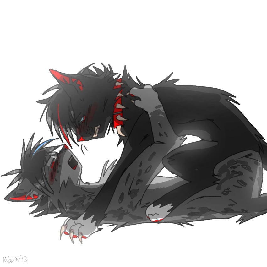 2boys ashfur_(warriors) cats claws claws_out closed_eyes feline feral feral_on_feral gay gay_sex moaning moaning_in_pleasure pleasure_face riding scourge_(warriors) spiked_collar warriors_(cats)