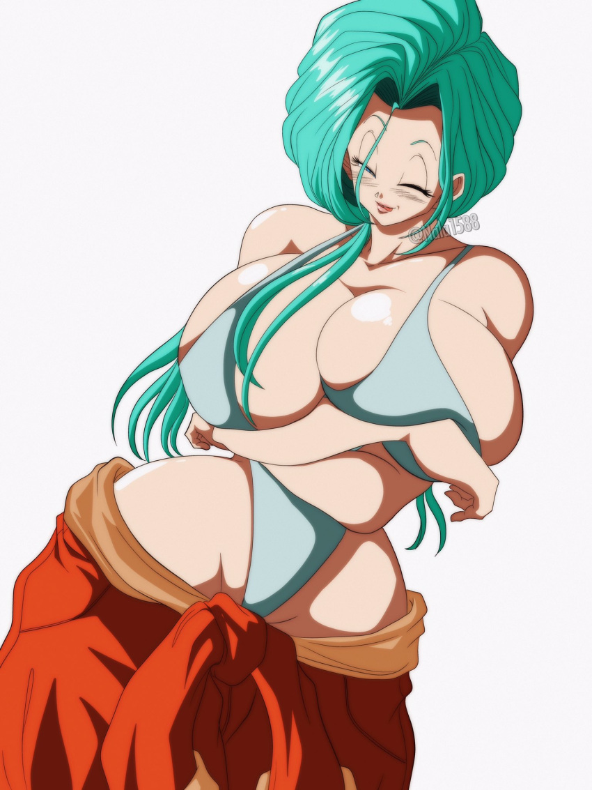 big_breasts blue_hair bulma_briefs busty curvy dragon_ball future_bulma huge_breasts leotard mature_female mature_woman milf nala1588 wide_hips