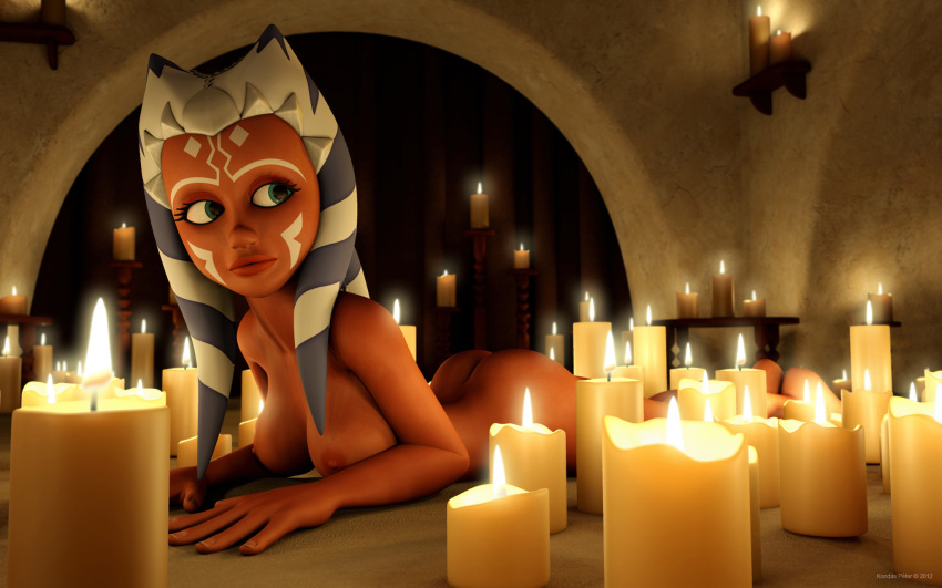 1girls 2012 3d ahsoka_tano areola ass breasts burning_candles candles cleavage clone_wars female jabba's_palace kondaspeter nipples solo star_wars tagme the_clone_wars:_season_four togruta voluptuous