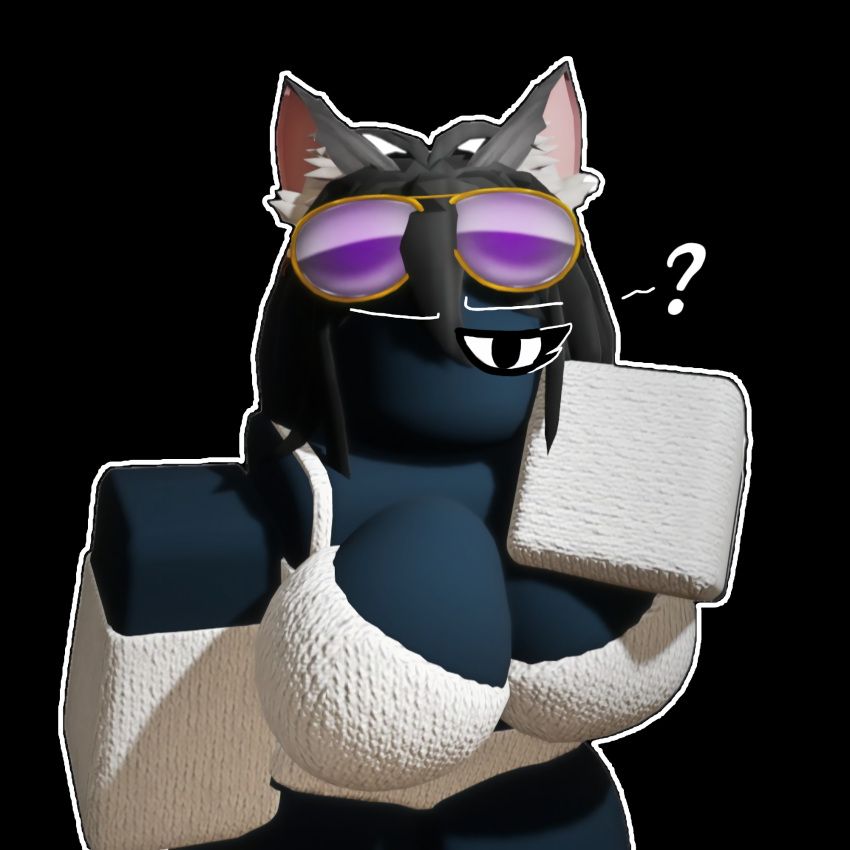 3d adult_female big_breasts big_thighs black_hair cat_ears catgirl efangotu question_mark roblox roblox_avatar robloxian rule_63 self_upload tagme youtube youtuber